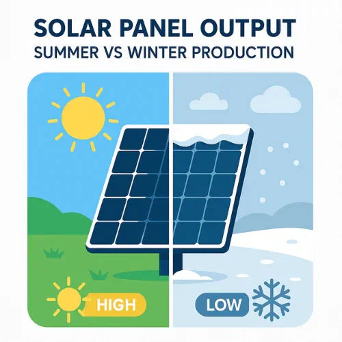 Solar panel output varies dramatically between summer and winter in the UK